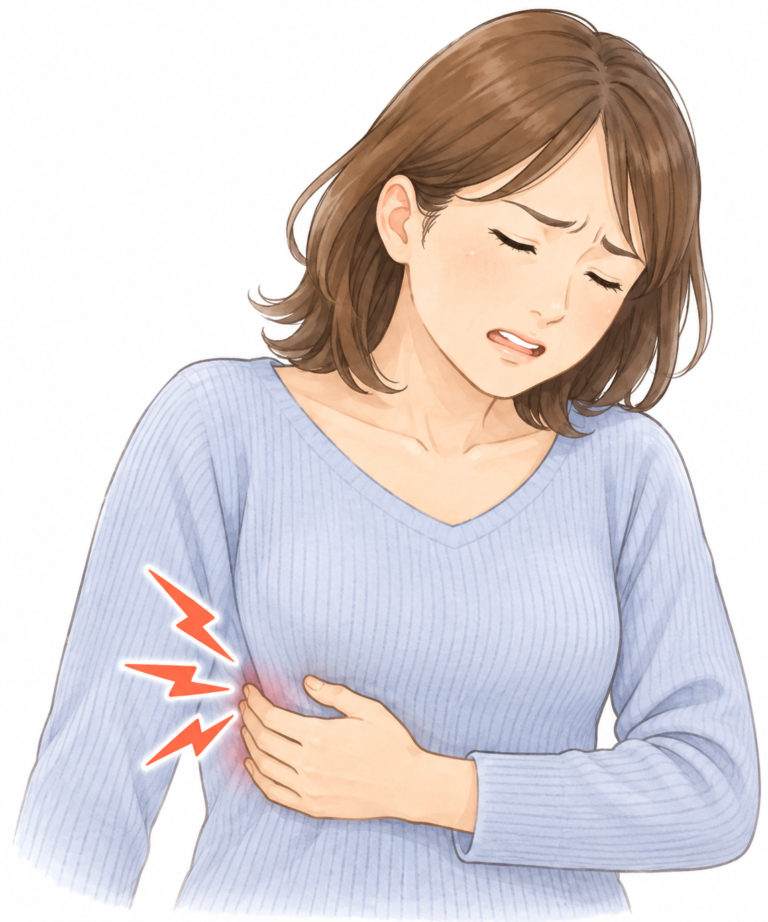 胸をおさえる女性